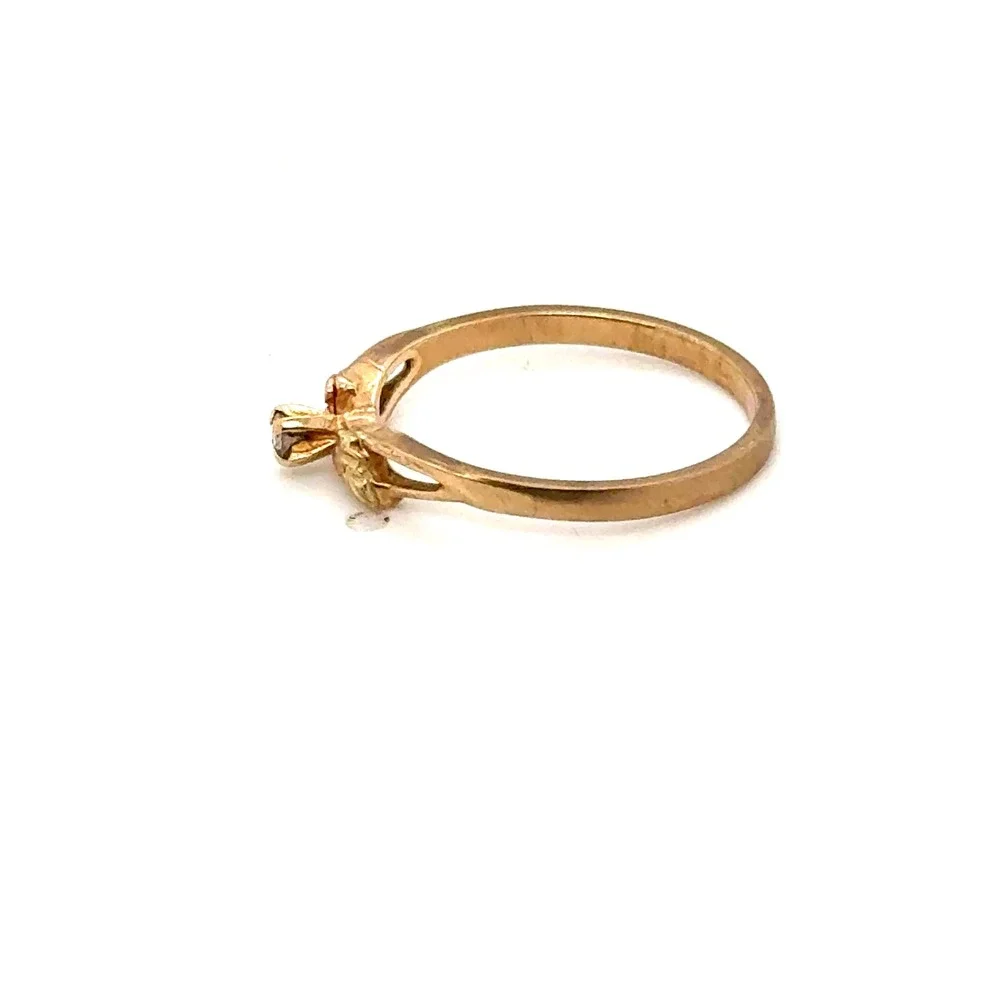 Black Hills Gold 10k Tri-Color Leaf Diamond Ring Size 7 Dainty Jewelry